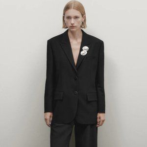 Massimo Dutti Black Suit Blazer - Limited Edition Black, Size 4
